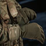 M-Tac Handsker Police i syntetiske materialer og læder til politi og sikkerhedsarbejde, med velcro og polstrede zoner for komfort.