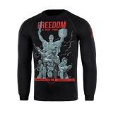 M-Tac Raglan Freedom sweatshirt med tryk af ukrainske soldater foran Moderlandet, moderne og komfortabel pasform, bomuld/elastan.