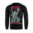 M-Tac Raglan Freedom sweatshirt med tryk af ukrainske soldater foran Moderlandet, moderne og komfortabel pasform, bomuld/elastan.