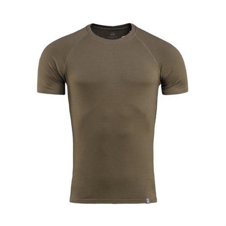 M-Tac Raglan T-Shirt 93/7 i brun med raglanærmer for komfort og bevægelsesfrihed, lavet af 93% bomuld og 7% elastan for åndbarhed.