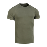 M-Tac Raglan T-Shirt 93/7 i olivengrøn med raglanærmer, lavet af 93% bomuld og 7% elastan for optimal komfort og bevægelighed.