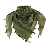 M-Tac Shemagh Tørklæde i olivengrønt mønster, 100% bomuld, størrelse 110x110 cm, til beskyttelse mod sol, sand og vind. Perfekt til udendørsbrug.