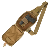 M-Tac Sling Pistol Taske Elite Hex med Velcro til skjult bæring af våben, lavet af slidstærkt Cordura, justerbar rem, fire rum og Velcro frontpanel.