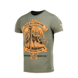 M-Tac T-shirt Black Sea Expedition grå med print, lavet af bomuld og elastan, ideel til aktive livsstile som jagt og turisme.