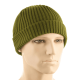 M-Tac Watch Cap 100% Akryl strikket hue i olivengrøn, lav profil med dobbelt opslag til ekstra varme, velegnet til koldt vejr.