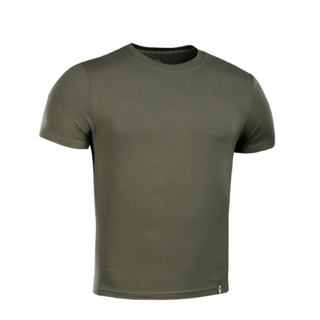 M-Tac T-shirt 93/7 i olivengrøn med korte ærmer, 93% bomuld og 7% elastan, ideel til daglig og aktiv brug, holdbar og komfortabel
