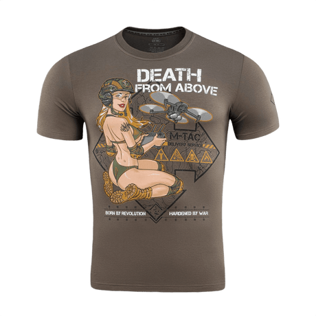 M-Tac T-Shirt Delivery Service med Pin-Up design inspireret af Anden Verdenskrig og teksten 'Death from Above'.