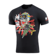 M-Tac T-Shirt Kamikaze Spirit med FPV-tema og stiliseret kranieprint, optimal komfort og holdbarhed. Sort T-shirt med japansk solflag design.