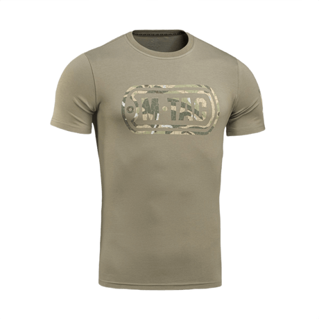 M-Tac T-Shirt Logo med camouflage og slogan, stilfuldt design i blød bomuldsblanding, ideel til taktisk og militært brug.