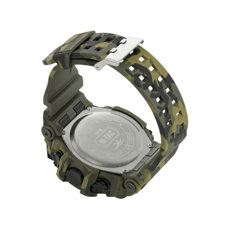 M-Tac Tactical Ur 2037 med stål bagcover, 5ATM vandtæt, camo-rem, ideel til outdoor og taktisk brug.