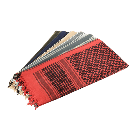 M-Tac Tæt Shemagh Tørklæde i forskellige farver, perfekt til taktisk og udendørs brug, beskytter mod sol, sand og vind.