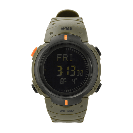 M‑Tac Taktisk Compass Ur med vandtæt funktion, elektronisk kompas og baggrundslys. Perfekt til udendørs aktiviteter.