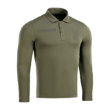 M-Tac Tactical Polo Shirt Langærmet 65/35 i olivengrøn til politi og sikkerhedsbrug, med velcro-paneler til patches.