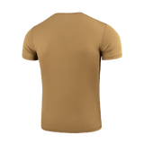 M-Tac Tactical Sweat-Wicking T-Shirt Summer i beige, lavet af 100% polyester med svedtransporterende og hurtigtørrende egenskaber.