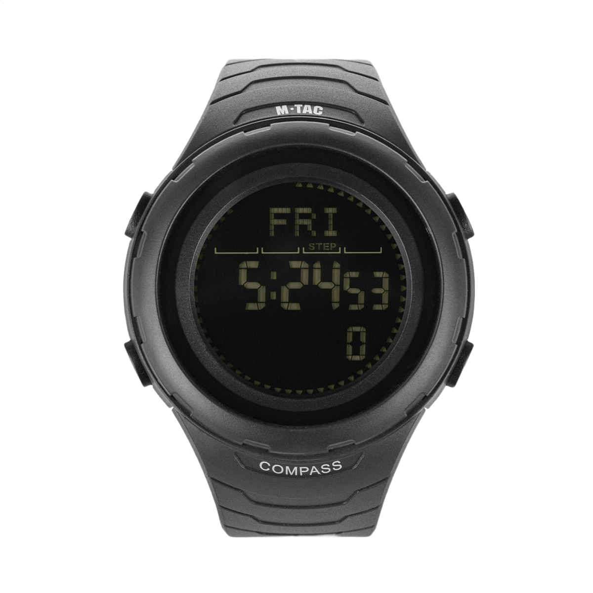 M-Tac Tactical Ur 2166 med kompas, LED-belysning, stopur. Holdbart ABS-plast design, perfekt til outdoor brug.