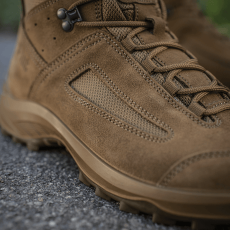 M-Tac Taktiske Sommerstøvler med læder og Cordura® mesh, designet til komfort og holdbarhed. Ideel til varme dage og udfordrende terræn.