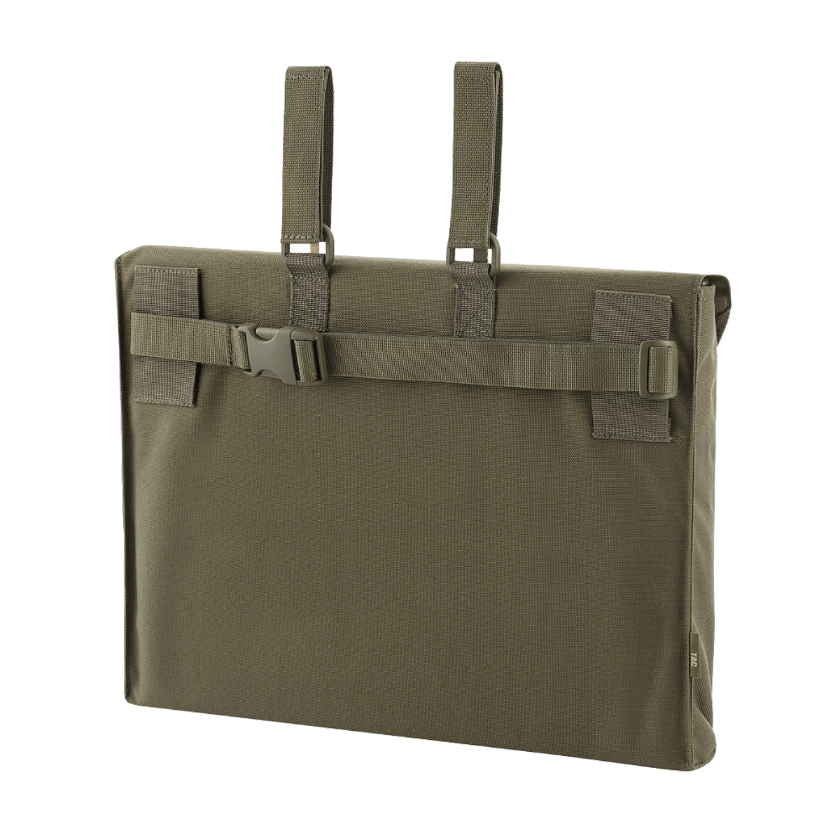 M-Tac taske til Bundeswehr liggeunderlag med MOLLE-system og velcro-stropper i olivengrøn farve, ideel til transport og som sæde.