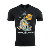 M-Tac T-Shirt Surf Club med specialstyrkesoldat design, sort trøje, inspireret af ukrainske operationer, bomulds-elastan blanding