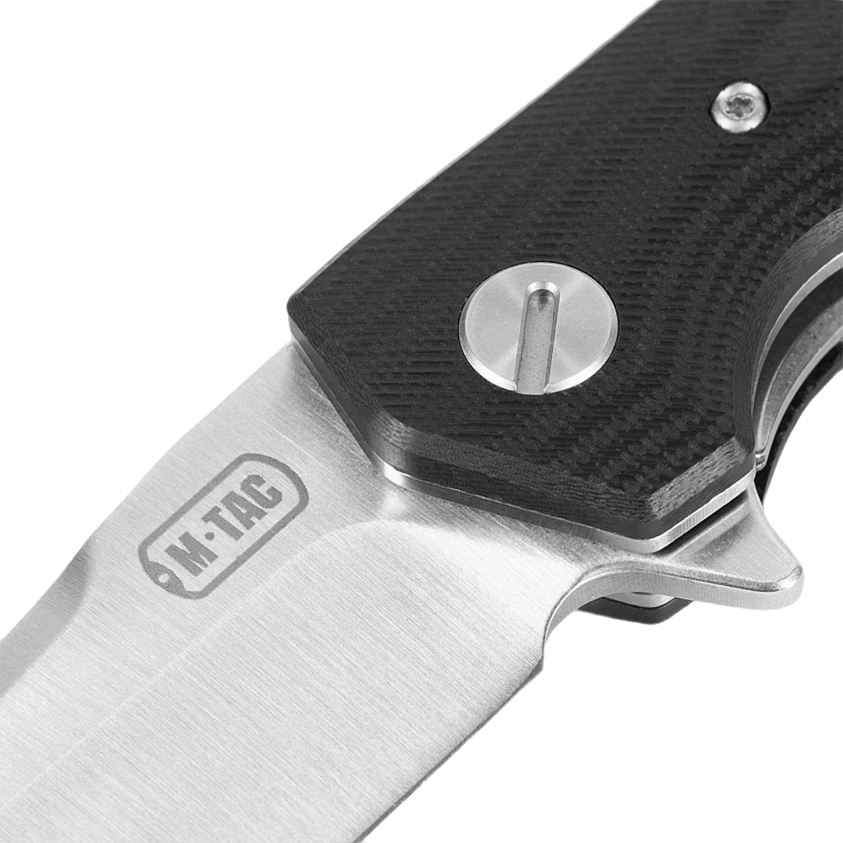 M-Tac Outdoor & Militær foldekniv - Type 6 med krom rustfri stål klinge og sorte G10-komposit grebsflader, ideel til EDC-brug.