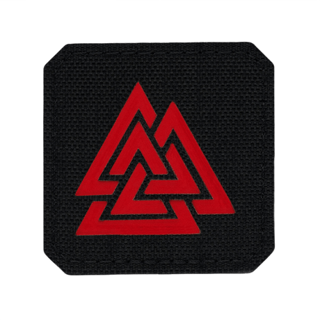 M-Tac Patch Valknut Laser Cut Odin symbol med sort baggrund og rød symbol.