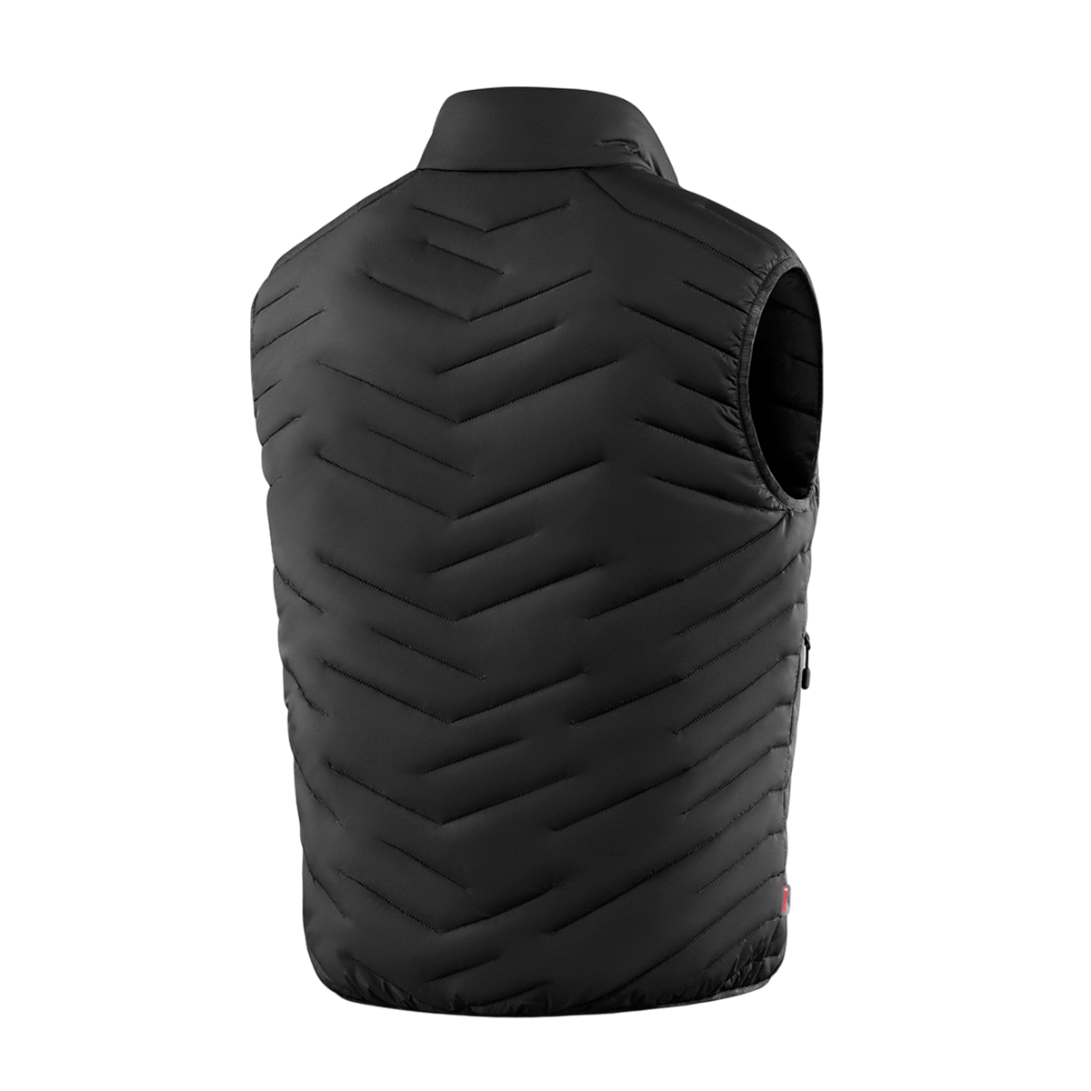Sort M-Tac Vytyaz Primaloft Vest set bagfra, lavet af slidstærk nylon med effektiv varmeisolering, ideel til overgangsperioder.