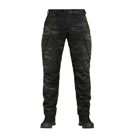 M-Tac Aggressor Elite Nyco Extreme Bukser i Black Multicam�a4 design, velegnet til taktisk brug og udend�f8rs aktiviteter.