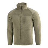 M-Tac Battle Fleece Polartec Jakke i olivenfarve med anatomisk pasform og beskyttende detaljer, ideel til militær og politi.