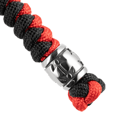 M-Tac Lanyard Viper Cossack Cross V.2 i sort og rød paracord med dekorativ metalperle. Templar-kors design, funktionelt og stilfuldt.