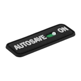 M-Tac Patch Autosave PVC med 3D-effekt og velcro, perfekt til tøj og udstyr. Dimensioner 8 x 2.5 cm, lavet af holdbar PVC.