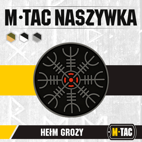 M-Tac Patch Egeshjelm 3D PVC med Velcro, ikonisk vikingesymbol, Helm of Terror, 55 mm diameter, gummi, 3D-effekt, Velcro montering.