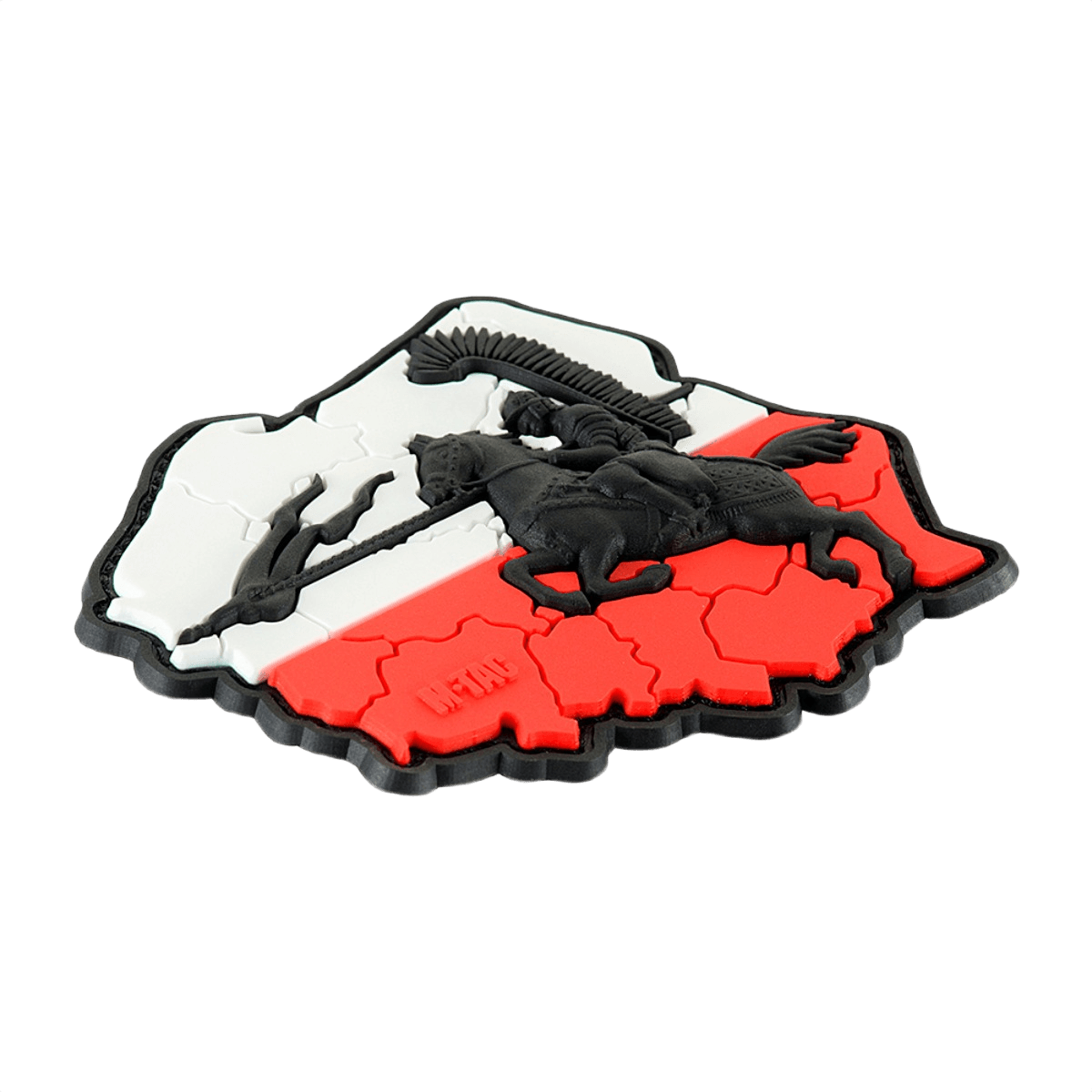 M-Tac Patch Husaria 3D PVC med vingede husar, polsk flag baggrund, realistisk 3D-effekt, morale patch i PVC, velcro montering, 70x80 mm.