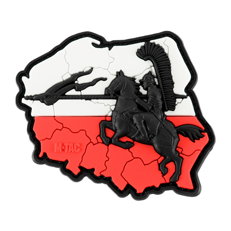M-Tac Patch Husaria 3D PVC viser en vinget husar med Polens flag i baggrunden. Realistisk udseende med velcro montering, 70 x 80 mm.