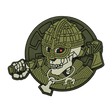 M-Tac Patch Undead Viking 3D PVC i grøn gummi med skeletkriger motiv, ideel til taktisk udstyr eller samlere, 50 mm diameter.