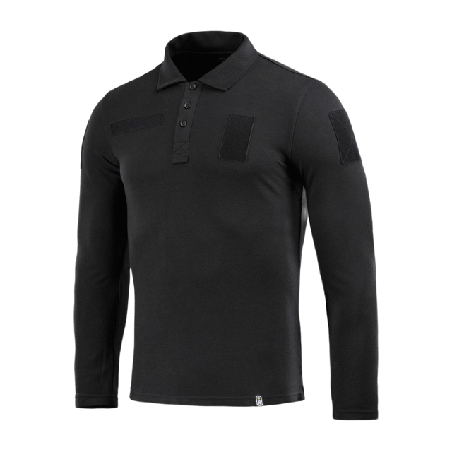 M-Tac Tactical Polo Shirt Langærmet 65/35 til politi og sikkerhedsarbejde i sort med velcro-paneler