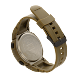 Bagsiden af M‑Tac Taktisk Compass Ur med gummiarmbånd og vandtæt design, perfekt til udendørs aktive begivenheder.