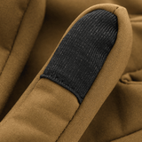M-Tac Vinterhandsker Soft Shell i detalje, viser touchscreen-kompatible fingerspidser for maksimal vejrbeskyttelse og komfort.
