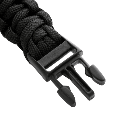 M-Tac Paracord Armbånd med robust sort reb og praktisk spænde, ideelt til overlevelse og friluftsliv.