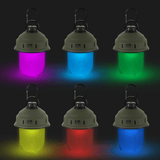 M-Tac Turist Hængelampe med RGB LED lys i forskellige farver, ideel til camping og udendørsaktiviteter.