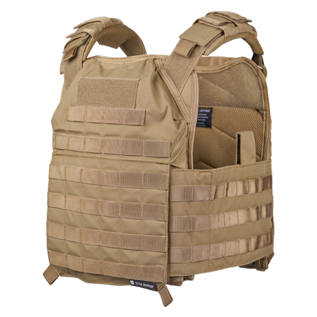 Elite Armor Plate Carrier i khaki set forfra i vinkel